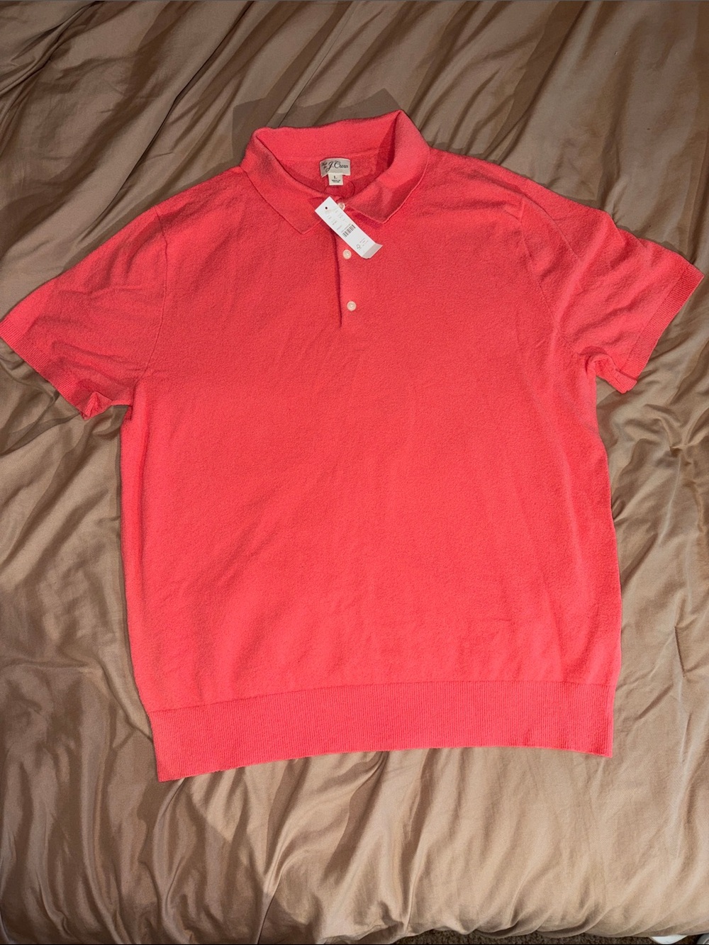 J. Crew Men's Coral-Red Short Sleeve Polo